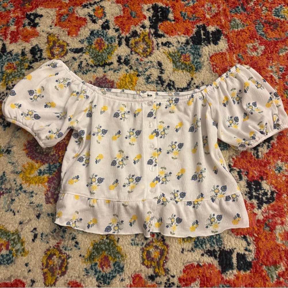 Cropped Cotton On floral off the shoulder blouse